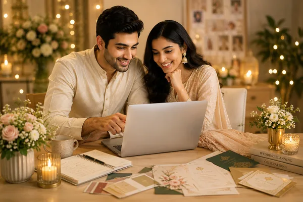 Couple planning their wedding details with WedAnswer
